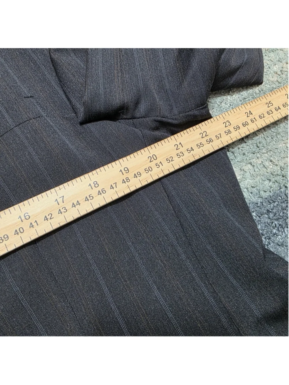Burberry London Mens 44L Wool Pinstripe Suit Jacket Blazer Black Gray Designer